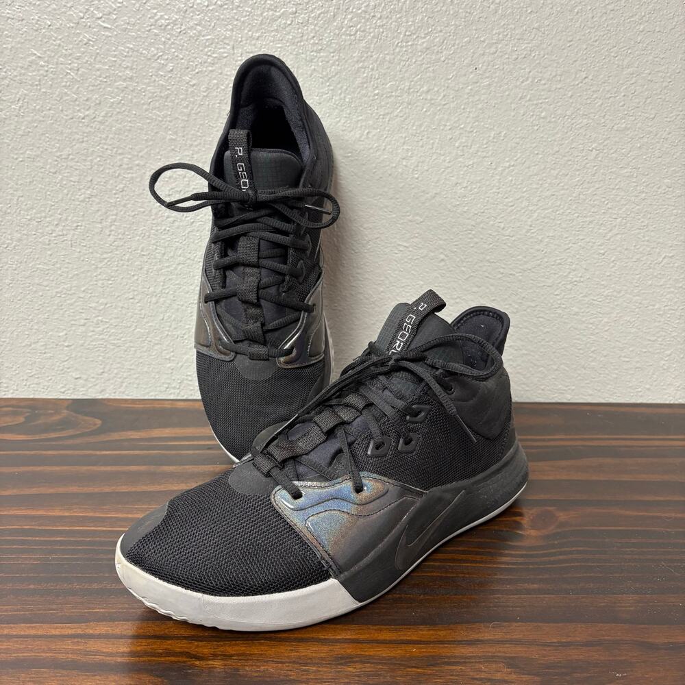 Nike Men's Size 11.5 PG 3 Iridescent Basketball Shoes AO2607-003 Black Noir